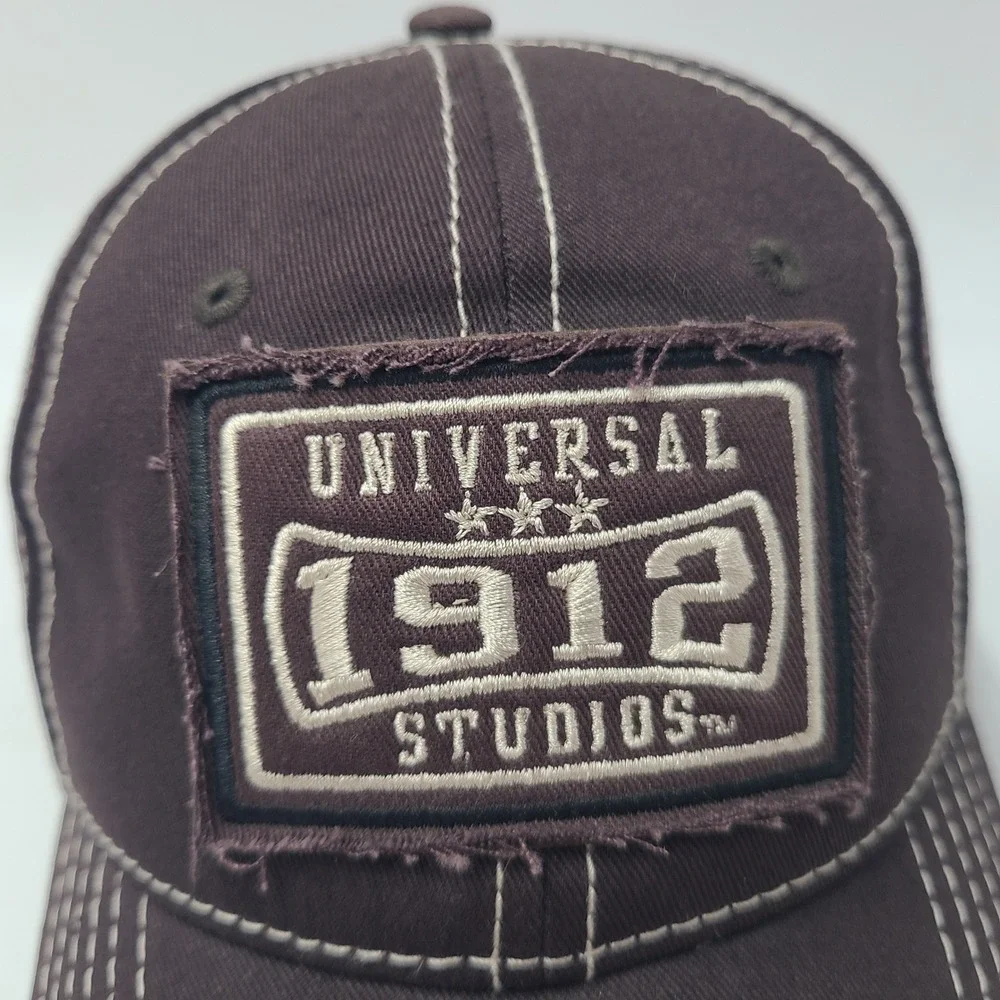 Universal Studios Hat Adjustable Brown Distressed Patch 1912 Logo Casual Men